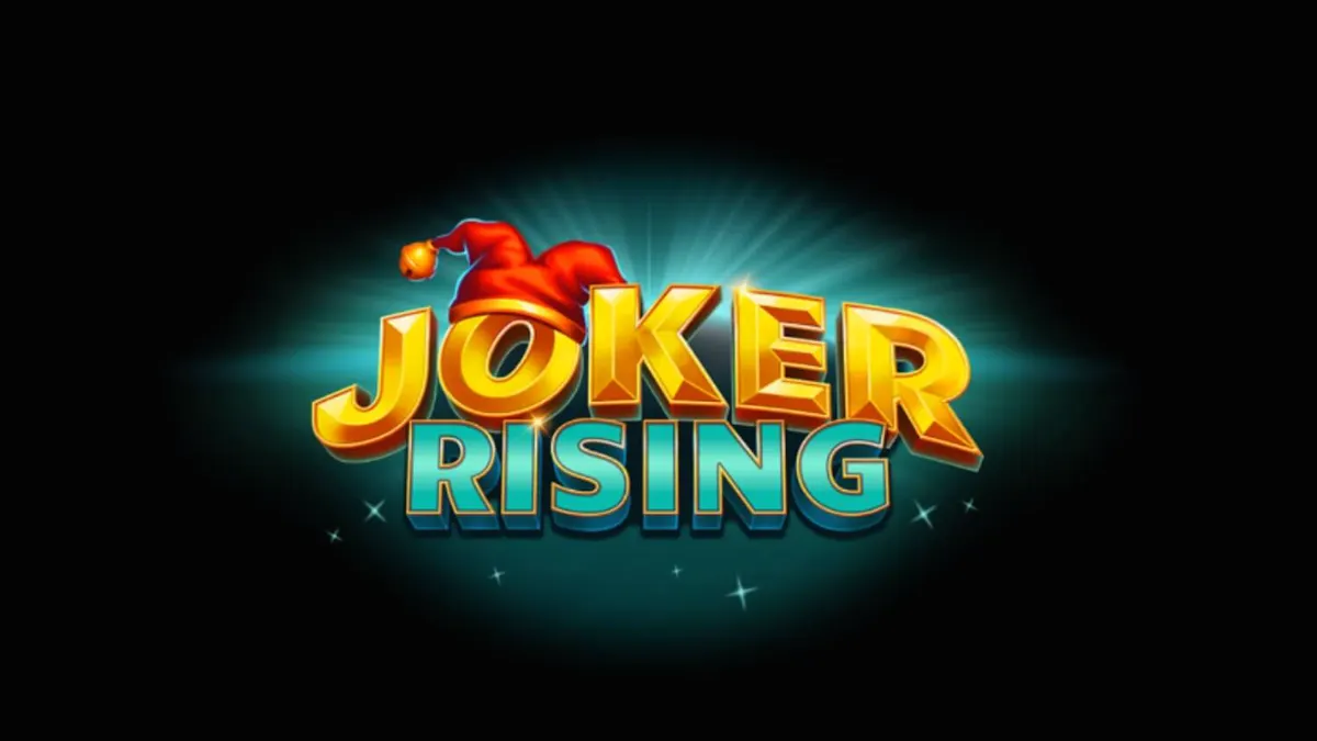 Makulay na interface ng Joker Rising slot na may mga prutas at Joker symbols